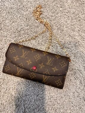 Louis Vuitton Emilie Monogram WOC Crossbody with Fuchsia Snap